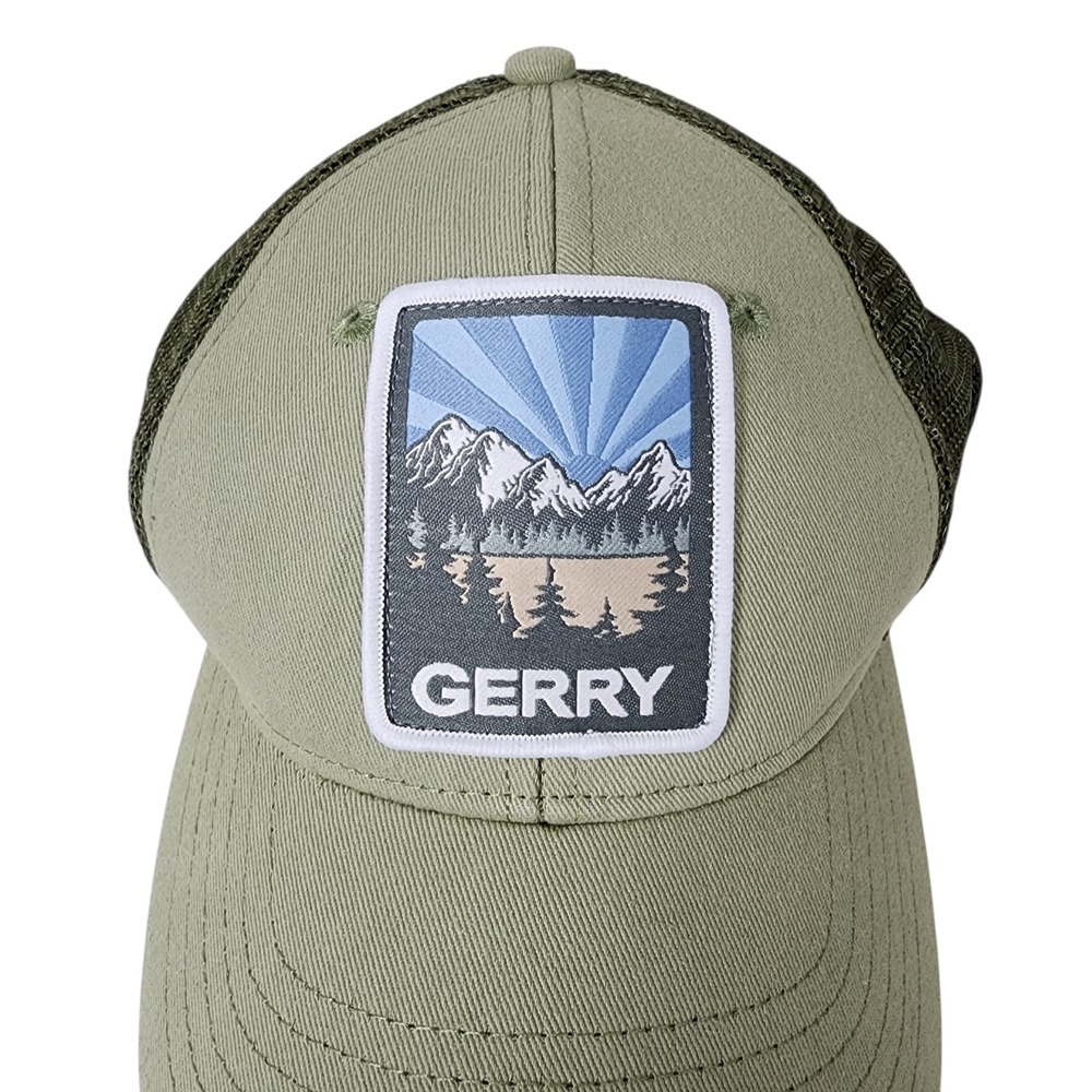 Gerry‎ Trucker Hat Green Mesh Patch Outdoor Mountain Lake Scene Adjustable